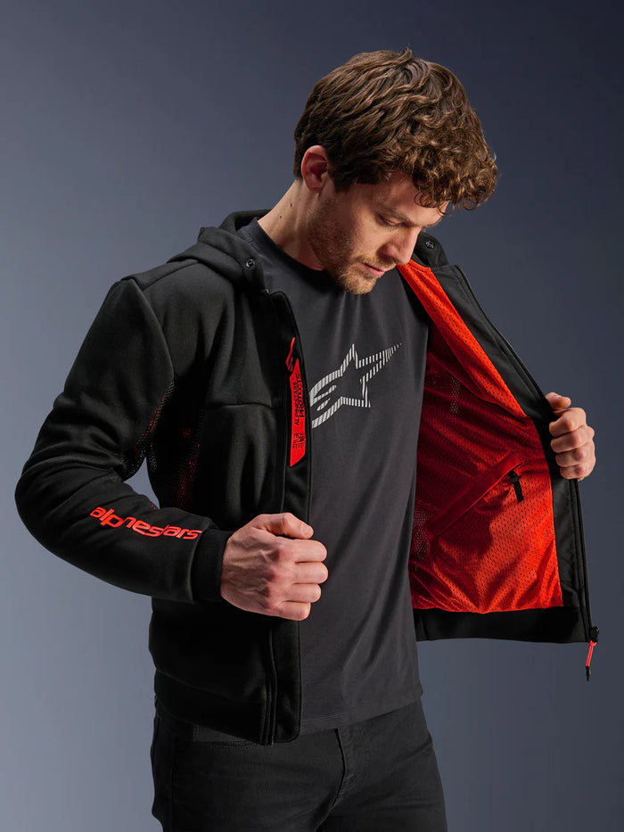 *NEW* Alpinestars Chrome Air Sport Hoodie Black Red Fluo - 42004251030..