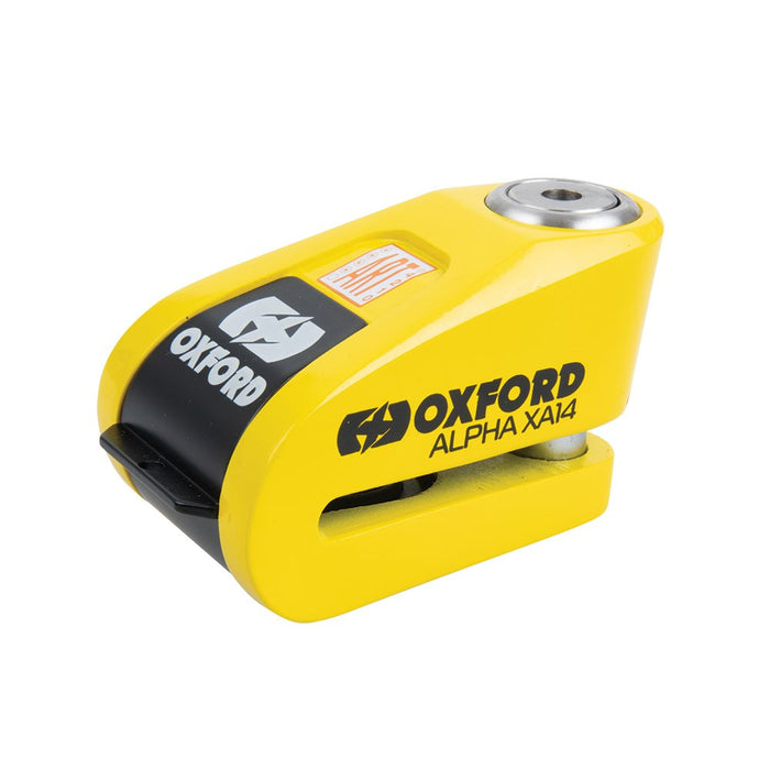 Oxford Alpha XA14 Alarm Disc Lock - Yellow LK217 / Black LK218..