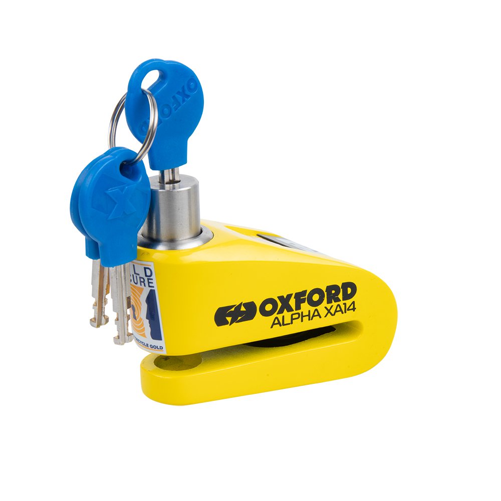 Oxford Alpha XA14 Alarm Disc Lock - Yellow LK217 / Black LK218..