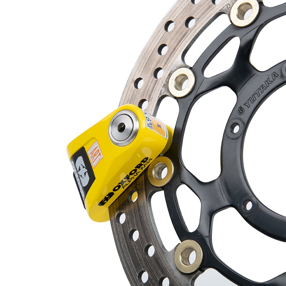 Oxford Alpha XA14 Alarm Disc Lock - Yellow LK217 / Black LK218..