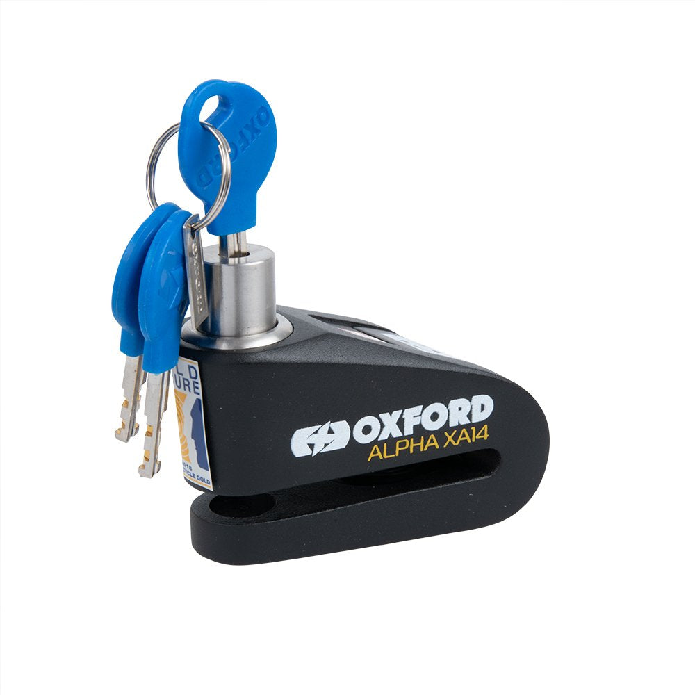 Oxford Alpha XA14 Alarm Disc Lock - Yellow LK217 / Black LK218..