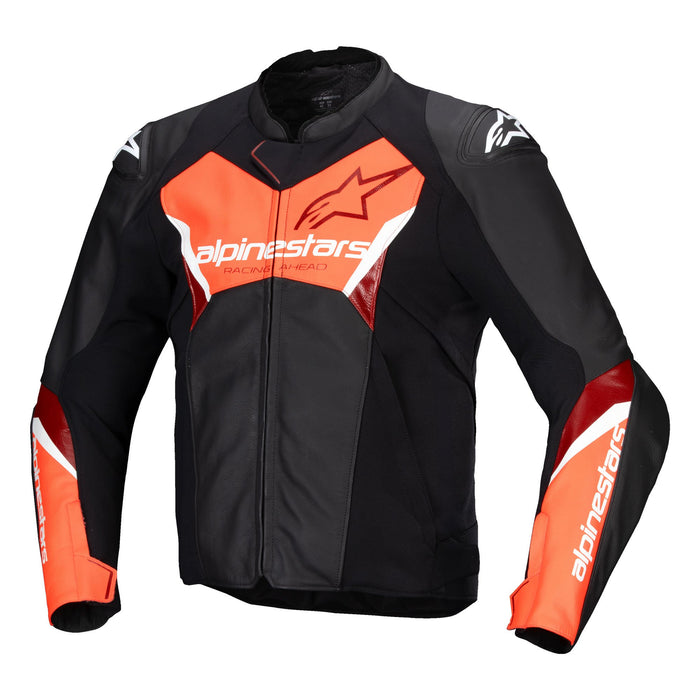 Alpinestars Faster V3 Leather Jacket in Black Red Fluo - 31036251030..