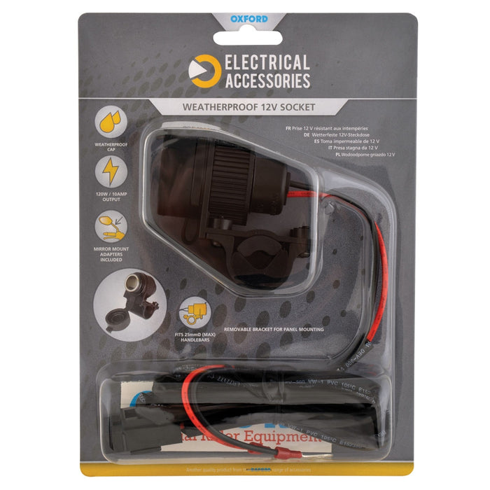 Oxford 12V STD Accessory Plug Socket and 1.2mtr 10amp fused loom